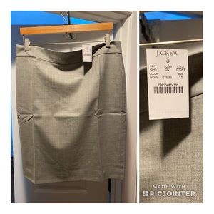 NWT, J Crew, gray pencil skirt - 12